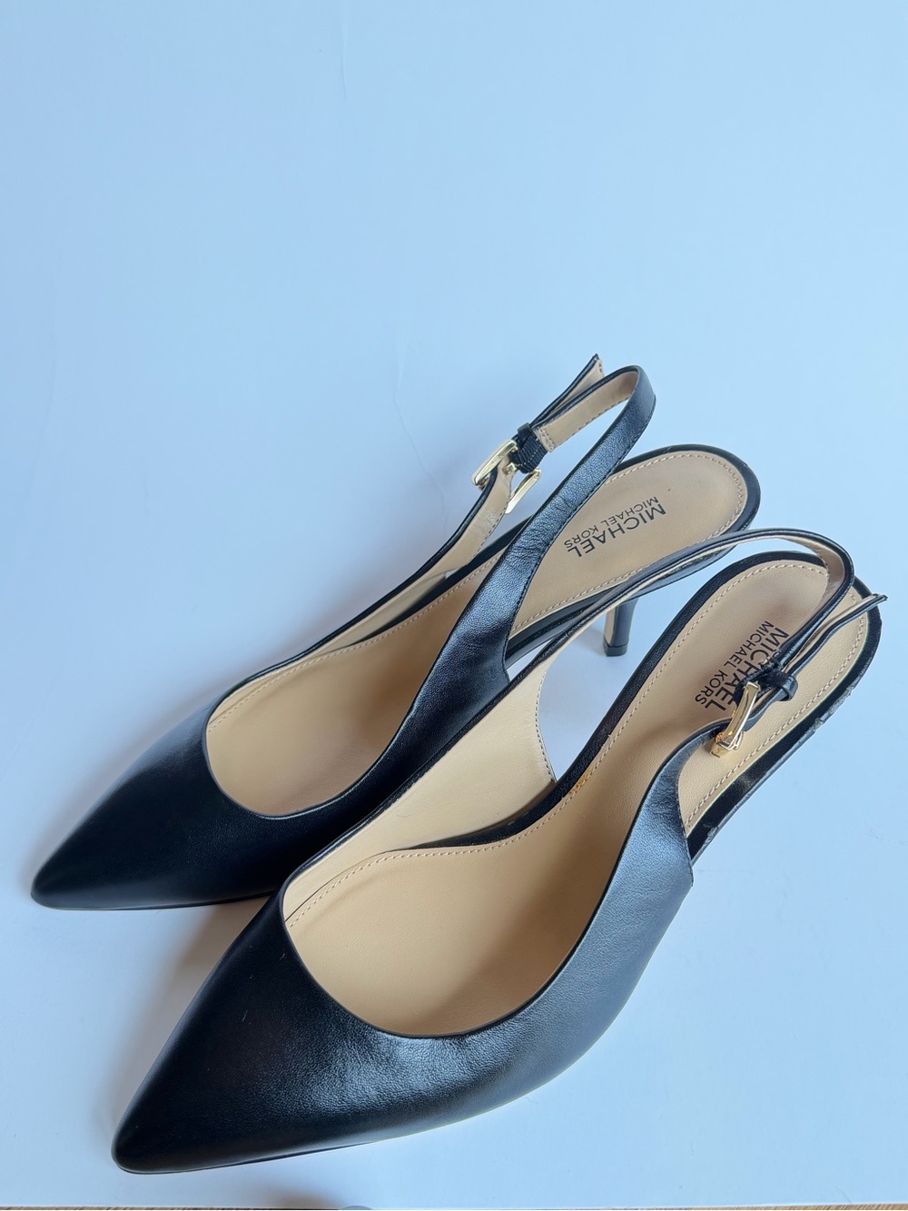 Michael Kors Black Slingback Kitten Heel Pointed Toe Pumps Size 7.5